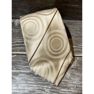 Steve Harvey Collection Tie Men's Silk Formal Cream Geometric Circle 4"Blade EUC